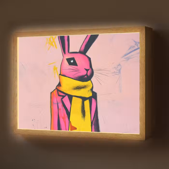 Lightbox - Wandlamp - Abstract - Konijn - Sjaal - Geel