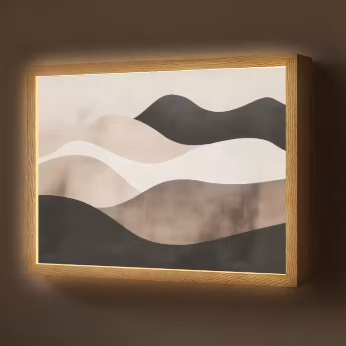 Lightbox - Wandlamp - Abstract - Landschap - Golven - Crèmekleur