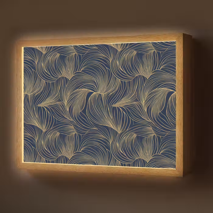 Lightbox - Wandlamp - Abstract - Lijnen - Blauw - Goud