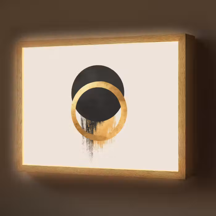 Lightbox - Wandlamp - Abstract ontwerp - Zwarte cirkel - Verfvlekken