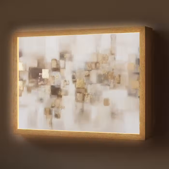 Lightbox - Wandlamp - Abstracte vierkanten - Aardetonen - Mistig