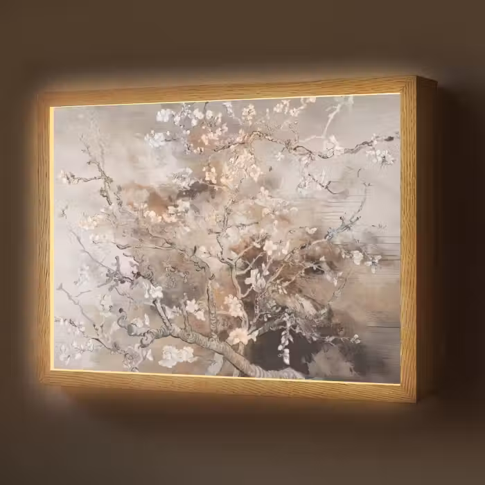 Lightbox - Wandlamp - Amandelbloesem - Kunst - Van Gogh - Beige - Abstract