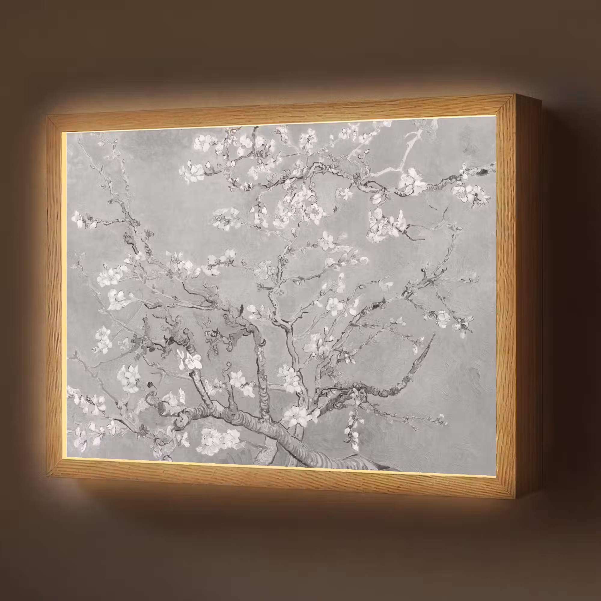 Lightbox - Wandlamp - Amandelbloesem - Kunst - Van Gogh - Grijs