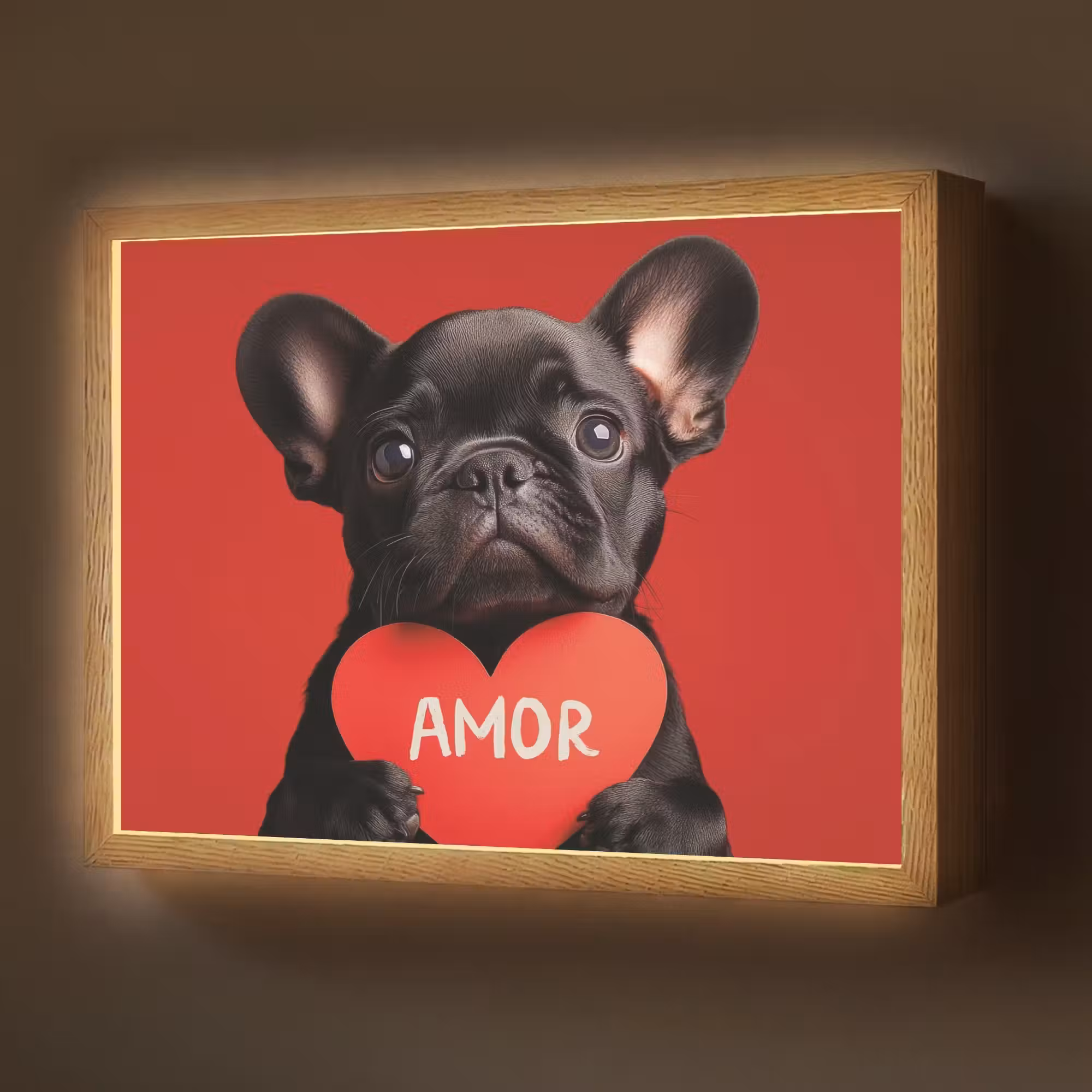 Lightbox - Wandlamp - Amor - Hond  - Hartje - Rood