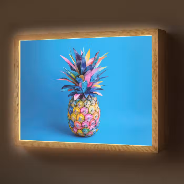 Lightbox - Wandlamp - Ananas - Blauw - Tropisch - Vrolijk