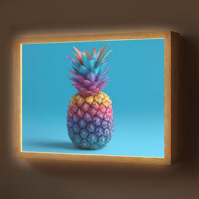 Lightbox - Wandlamp - Ananas - Regenboog - Blauw - Popart