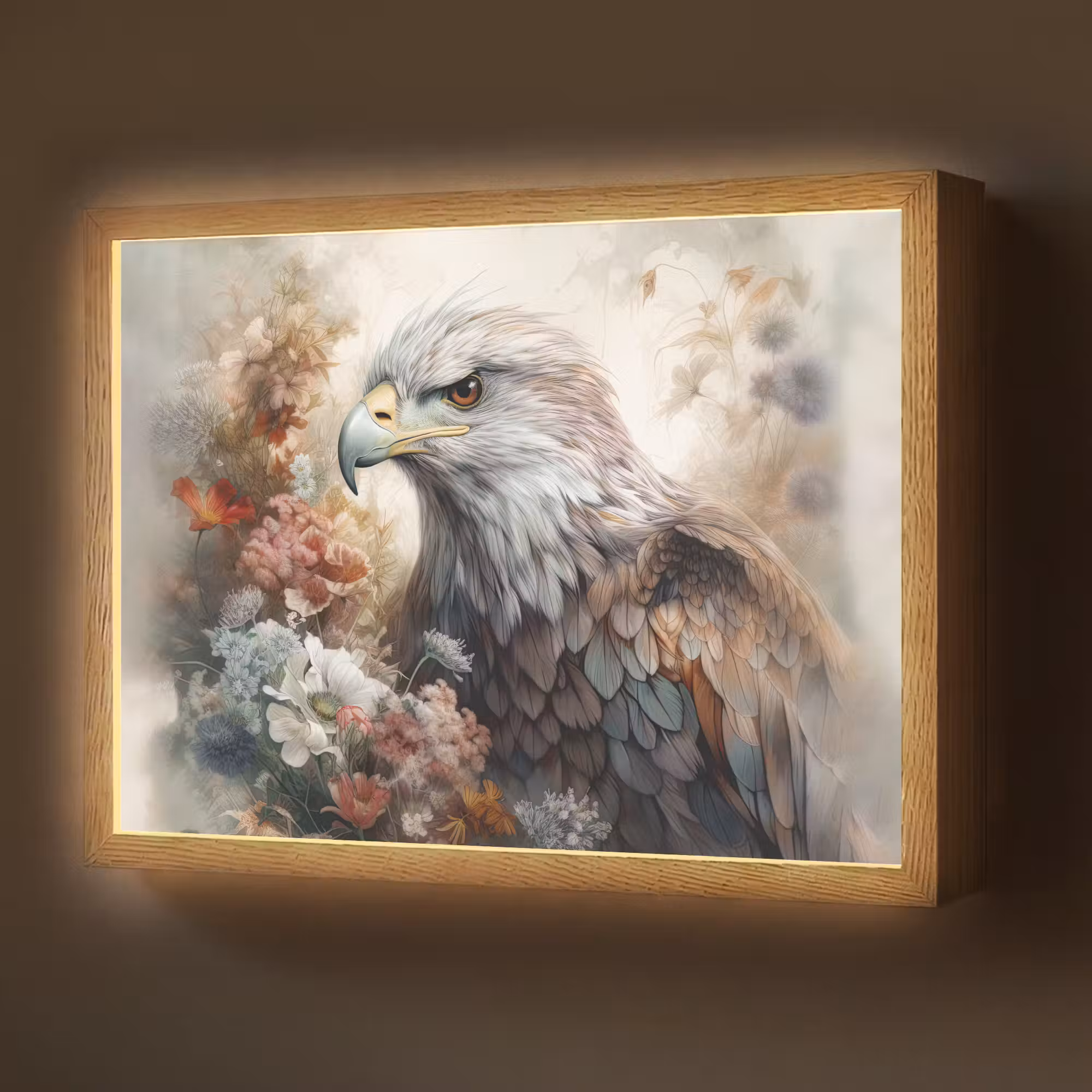 Lightbox - Wandlamp - Arend - Adelaar - Vogel - Bloemen - Natuur