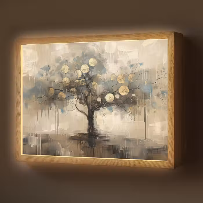 Lightbox - Wandlamp - Beige - Abstract - Boom - Goud