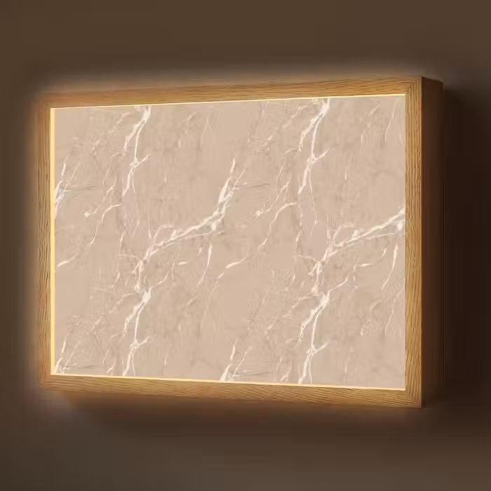 Lightbox - Wandlamp - Beige - Marmer - Organisch - Wit