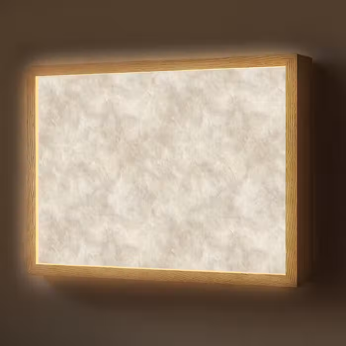 Lightbox - Wandlamp - Beige - Reliëfstructuur - Natuursteen
