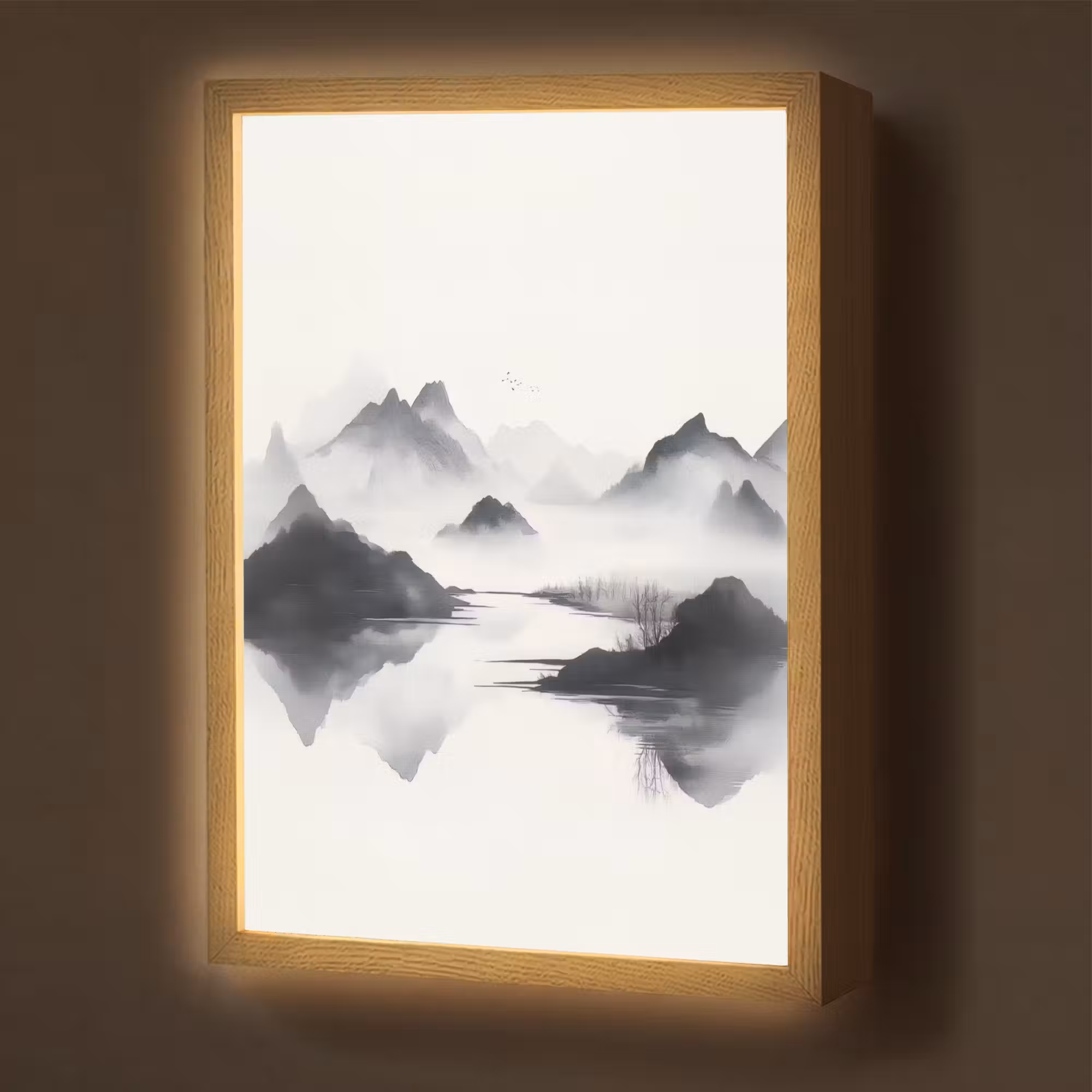 Lightbox - Wandlamp - Bergen - Mistig - Water - Wit