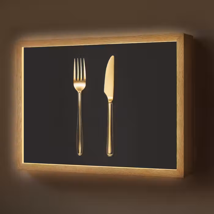 Lightbox - Wandlamp - Bestek - Goud - Mes - Vork