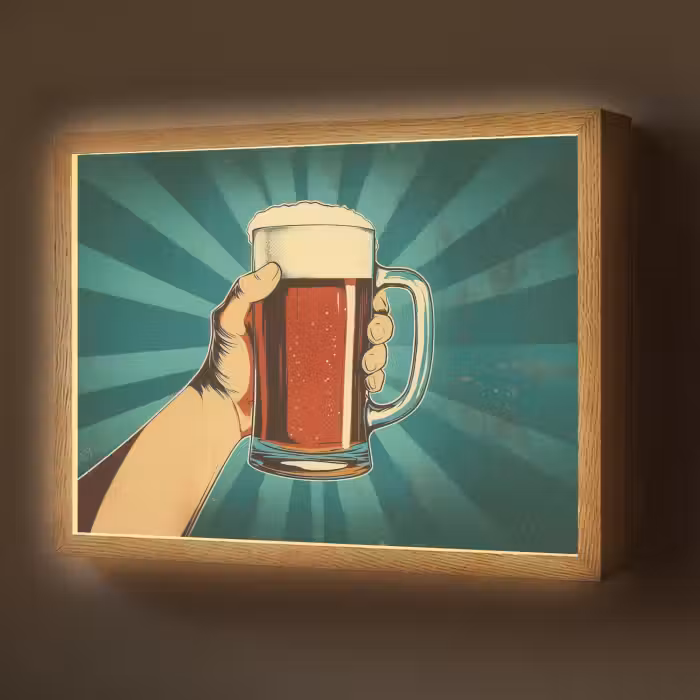 Lightbox - Wandlamp - Bierglas - Schuim - Retro - Groen