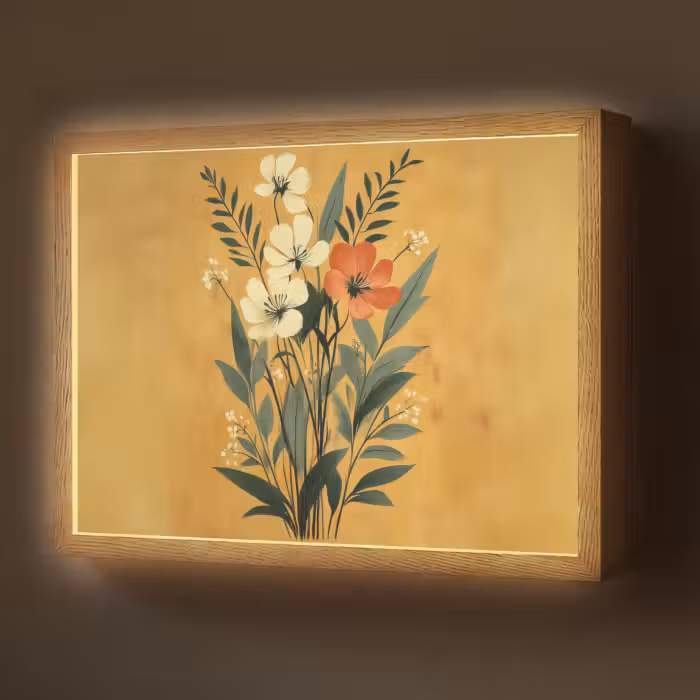 Lightbox - Wandlamp - Bladeren - Boeket - Bloemen - Geel
