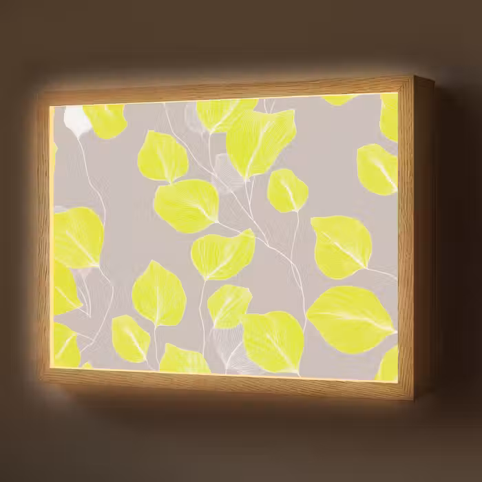 Lightbox - Wandlamp - Bladeren - Neon - Geel - Lijnen