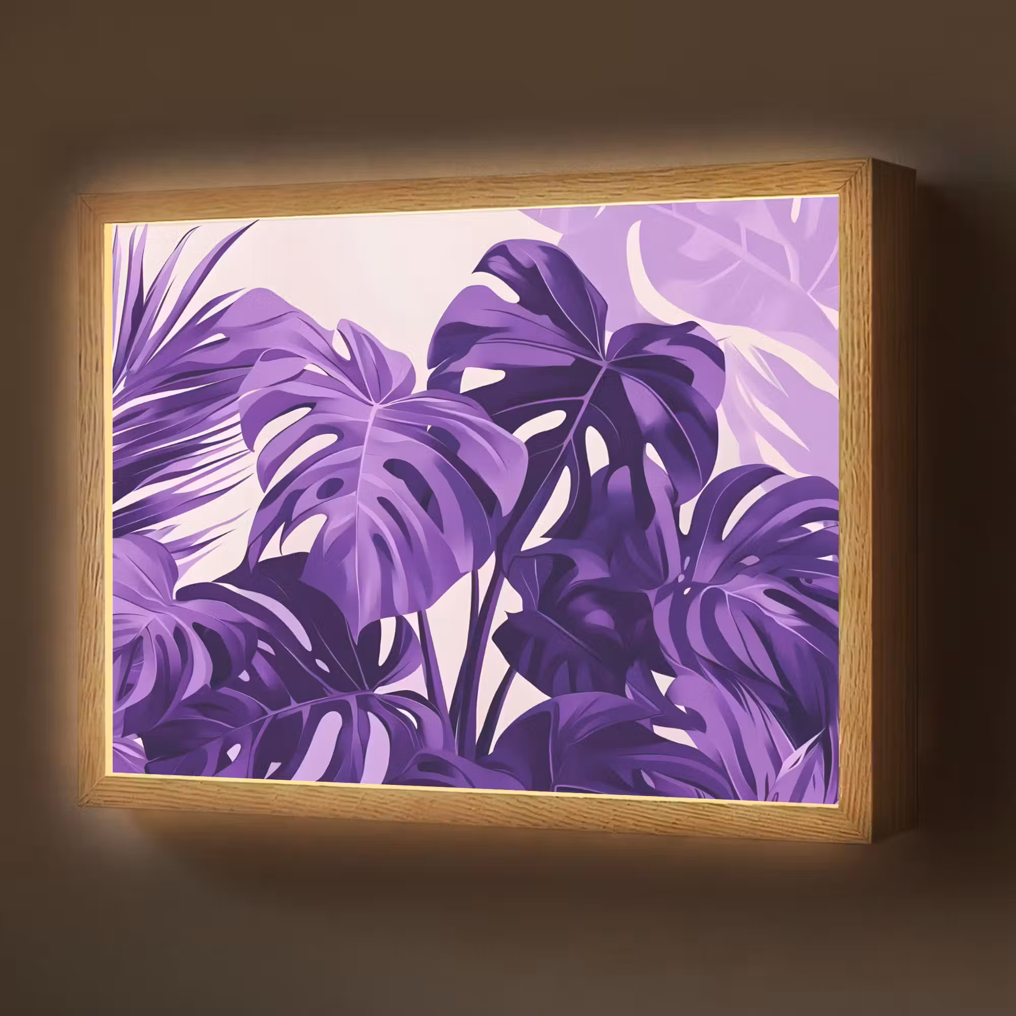 Lightbox - Wandlamp - Bladeren - Paars - Tropisch - Abstract