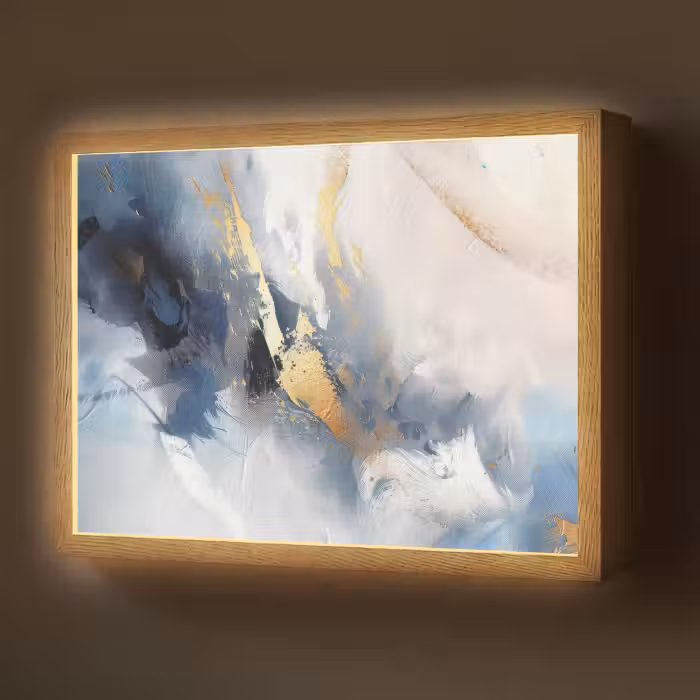 Lightbox - Wandlamp - Blauw - Modern - Marmer - Abstract - Goud