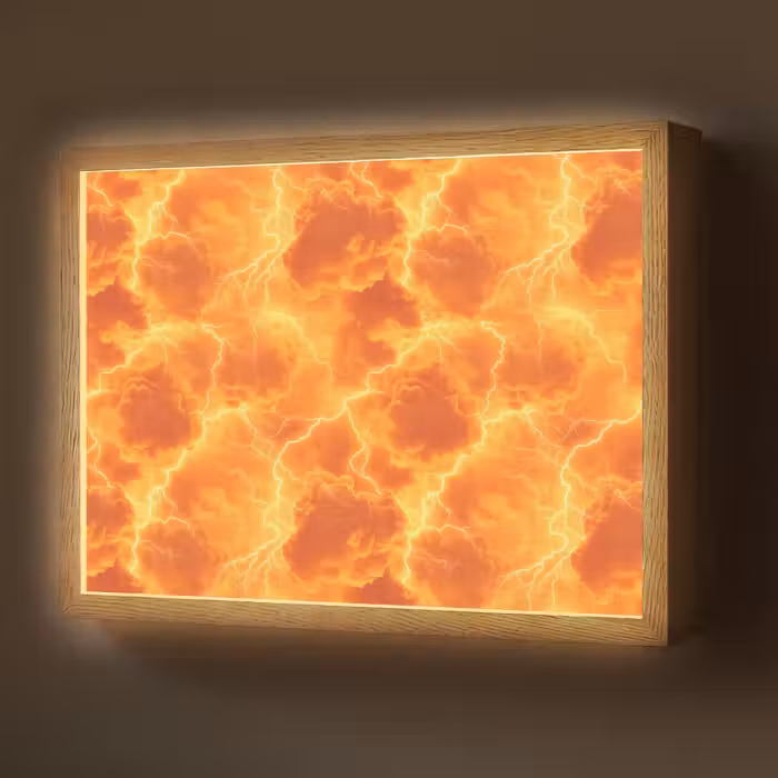 Lightbox - Wandlamp - Bliksem - Storm - Oranje