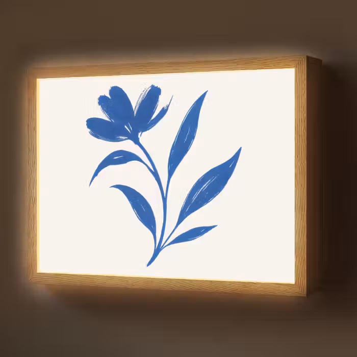 Lightbox - Wandlamp - Bloem - Blaadjes - Minimalistisch - Blauw
