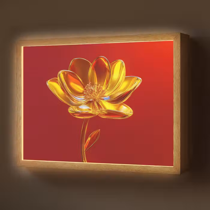 Lightbox - Wandlamp - Bloem - Goud - Glazen