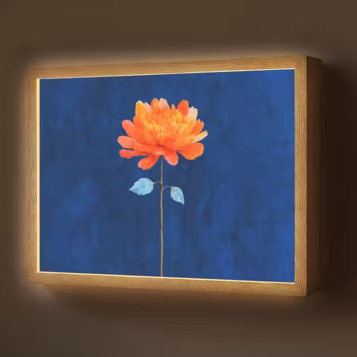 Lightbox - Wandlamp - Bloem - Oranje - Bladeren