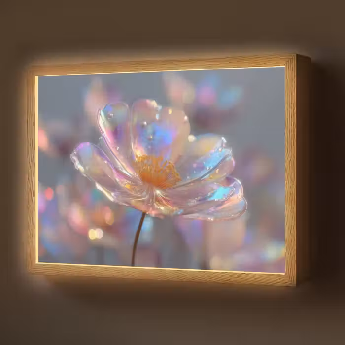 Lightbox - Wandlamp - Bloem - Transparant - Pastelkleuren - Druppels