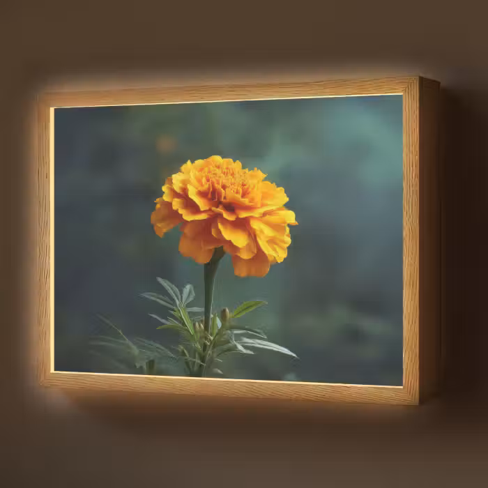Lightbox - Wandlamp - Bloemblaadjes - Afrikaan - Oranje - Wazig