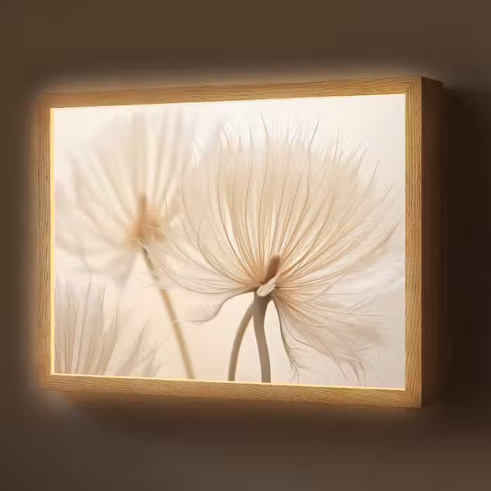 Lightbox - Wandlamp - Bloemen - Beige - Natuur