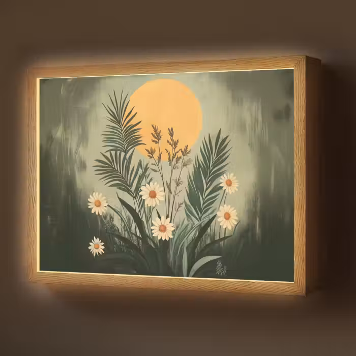 Lightbox - Wandlamp - Bloemen - Bladeren - Zon - Groen
