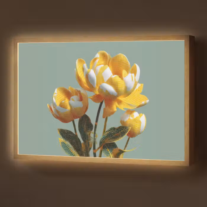 Lightbox - Wandlamp - Bloemen - Geel - Bladeren - Structuur