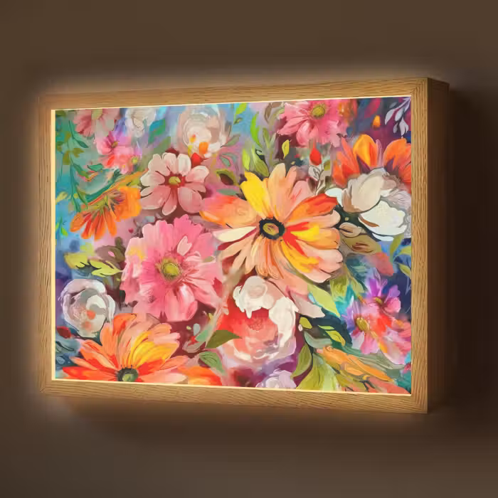 Lightbox - Wandlamp - Bloemen - Kunst - Schilderij - Botanisch