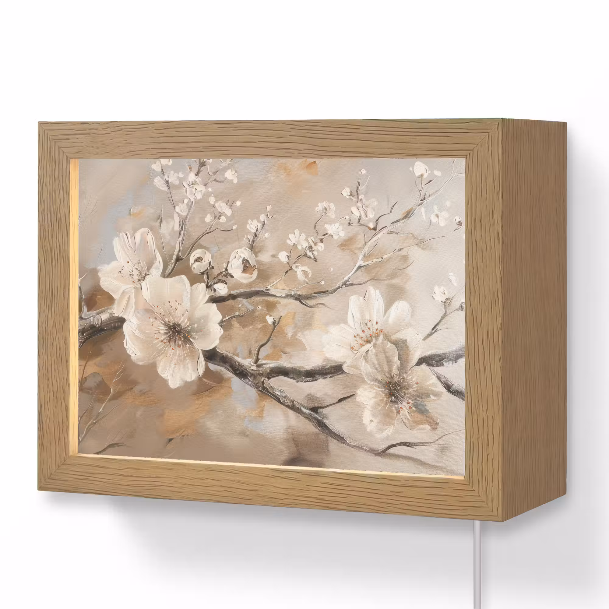 Lightbox - Wandlamp - Bloemen - Natuur - Wit - Bloesem - Abstract