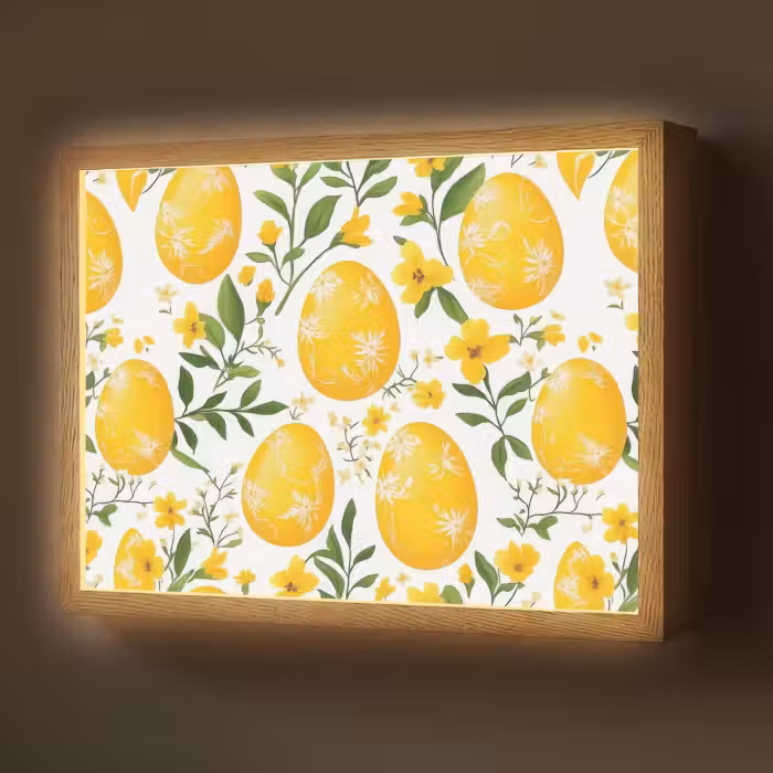 Lightbox - Wandlamp - Bloemen - Paaseieren - Geel
