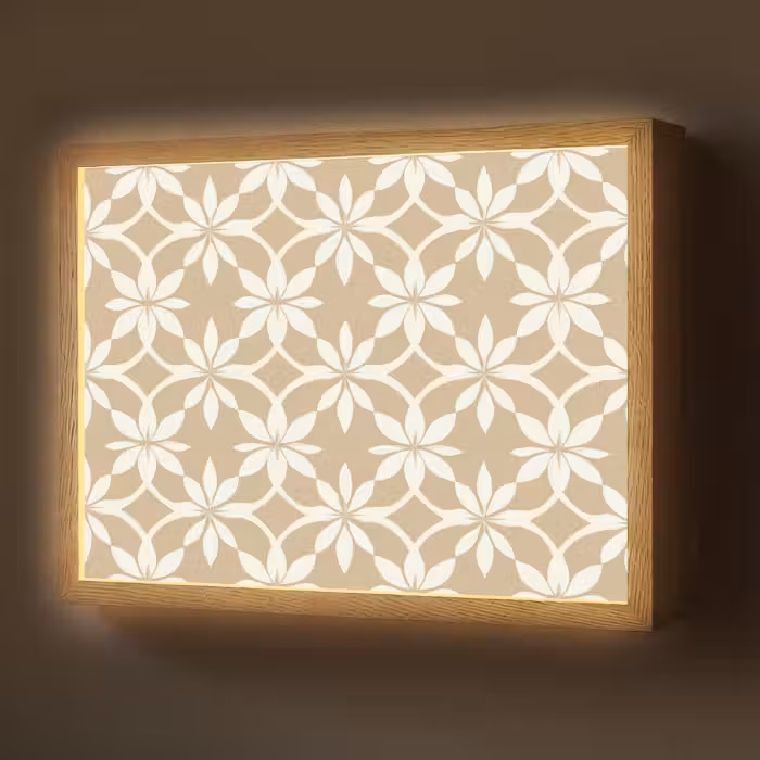 Lightbox - Wandlamp - Bloemen - Patroon - Beige