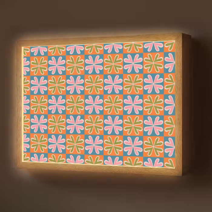 Lightbox - Wandlamp - Bloemen - Retro - Patroon - Kleurrijk