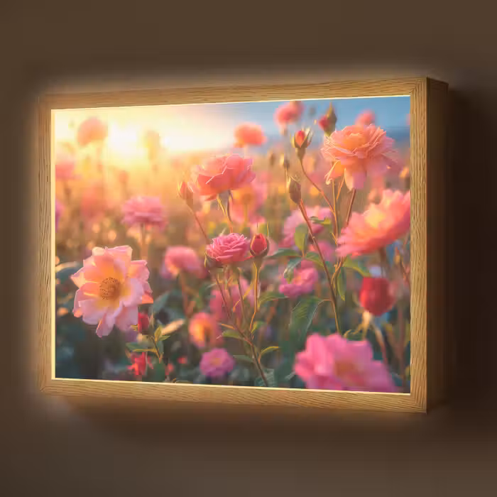 Lightbox - Wandlamp - Bloemen - Rozen - Natuur - Roze - Bloem