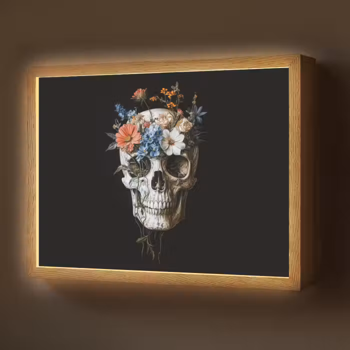 Lightbox - Wandlamp - Bloemen - Schedel - Kleurrijk