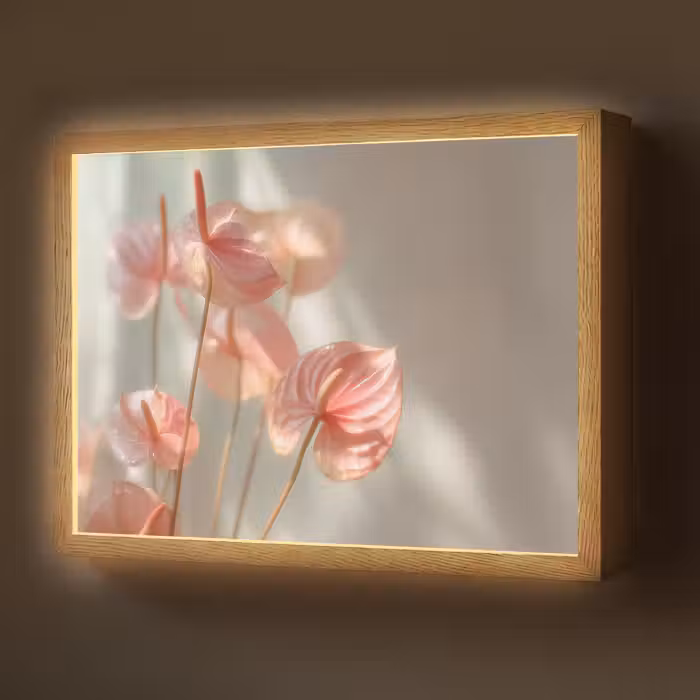 Lightbox - Wandlamp - Bloemen - Stelen - Roze - Schaduw