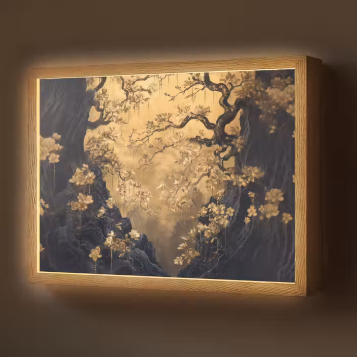 Lightbox - Wandlamp - Bloemen - Takken - Goud - Sierlijk