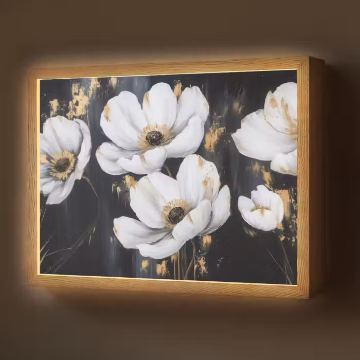 Lightbox - Wandlamp - Bloemen - Wit - Abstract