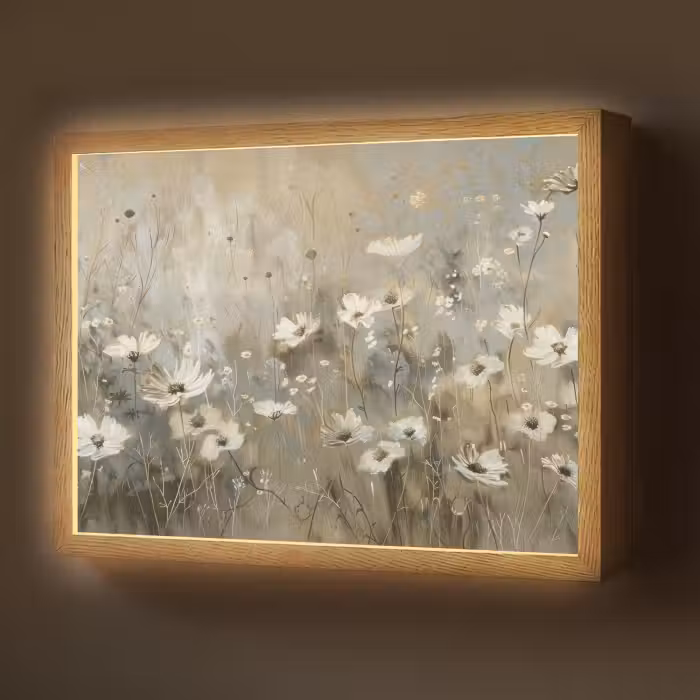 Lightbox - Wandlamp - Bloemen - Wit - Natuur - Grijs - Modern