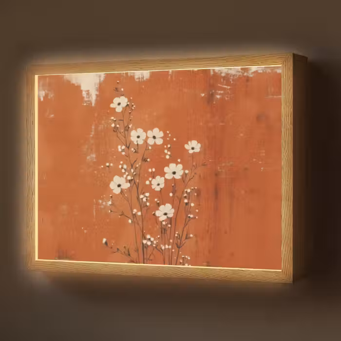 Lightbox - Wandlamp - Bloemen - Wit - Subtiel - Roestkleur