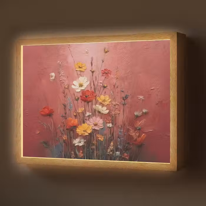 Lightbox - Wandlamp - Bloemenboeket - Diepte - Tastbare textuur