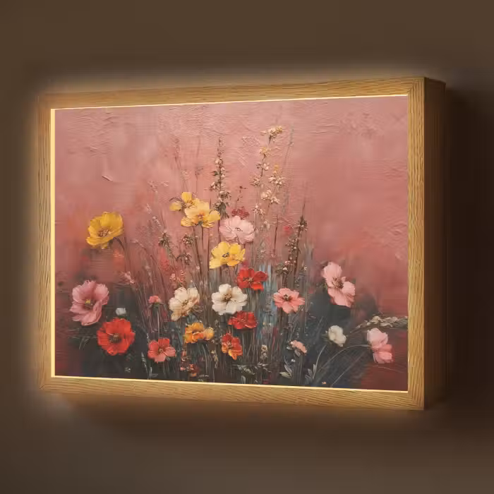 Lightbox - Wandlamp - Bloemenboeket - Fijne details - Roze