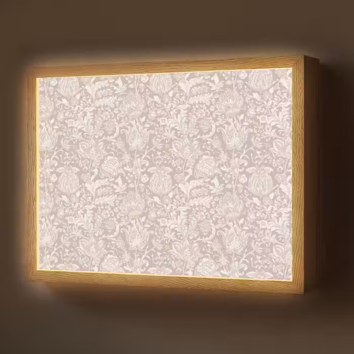 Lightbox - Wandlamp - Bloemenprint - Grijs - Crème