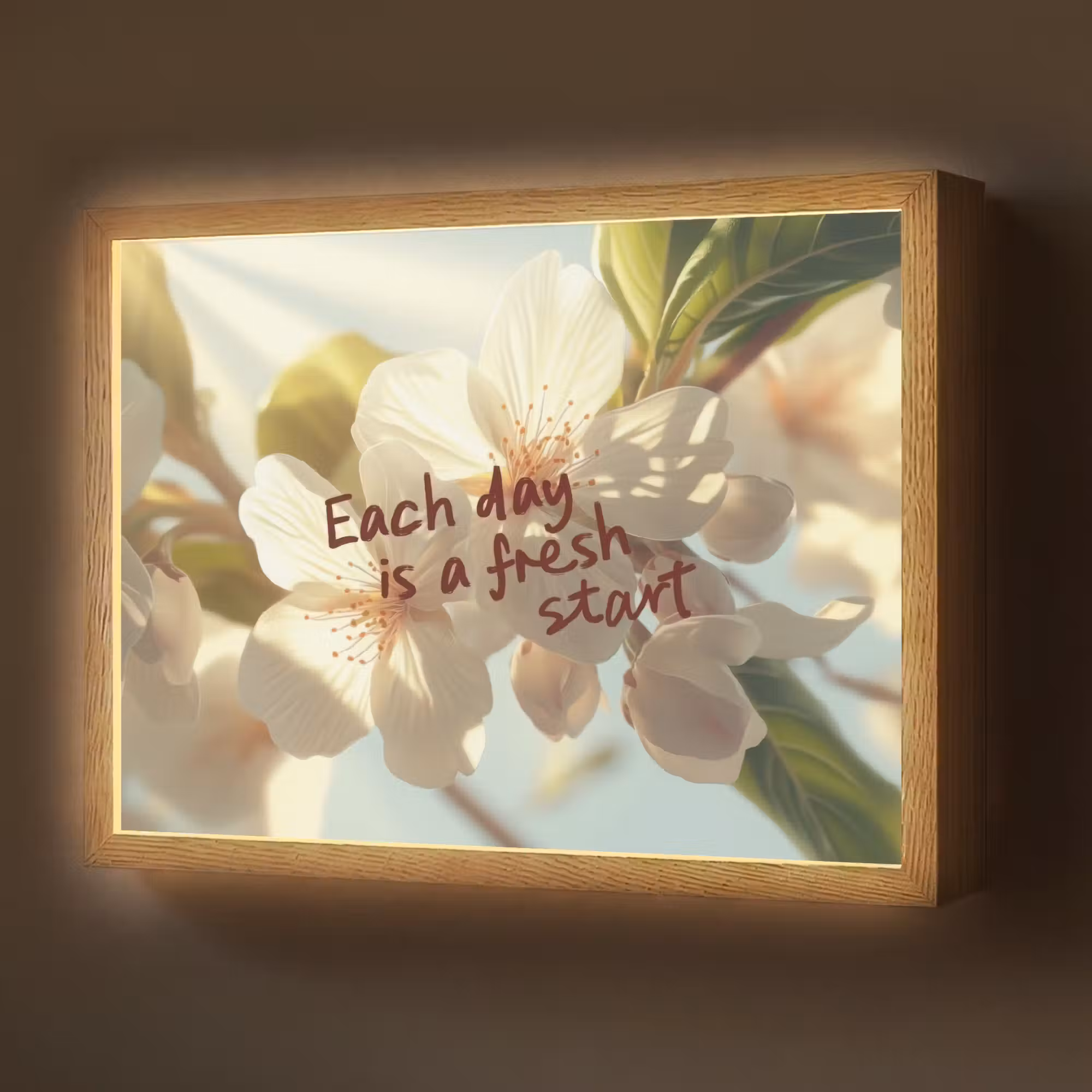 Lightbox - Wandlamp - Bloesems - Zonlicht - Quote - Wit