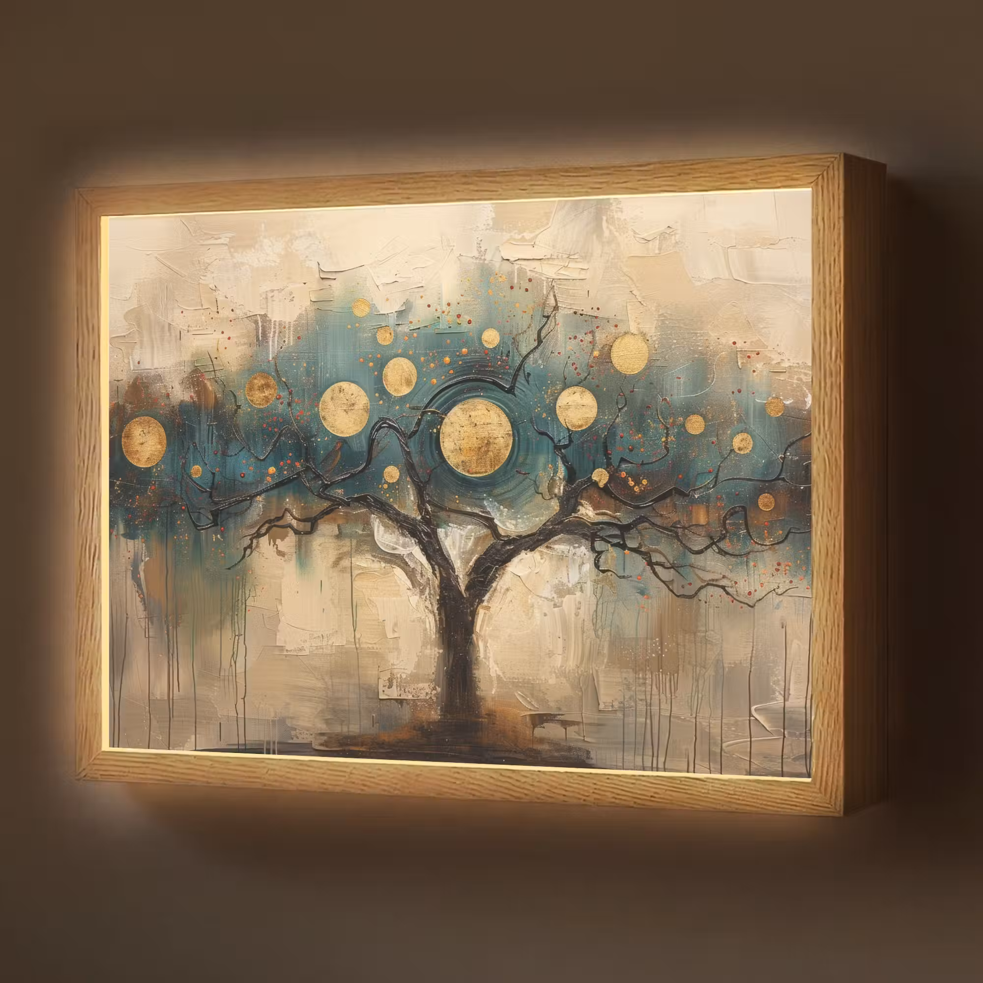 Lightbox - Wandlamp - Boom - Abstract - Bruin - Goud - Industrieel