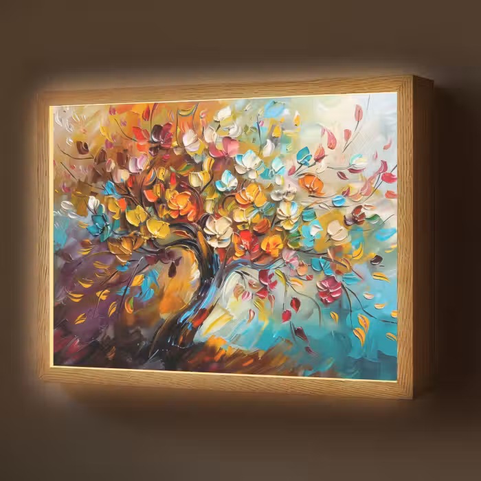 Lightbox - Wandlamp - Boom - Abstract - Kleurrijk - Bloemen