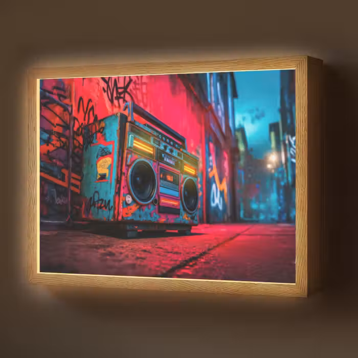 Lightbox - Wandlamp - Boombox - Rood - Graffiti - Neon