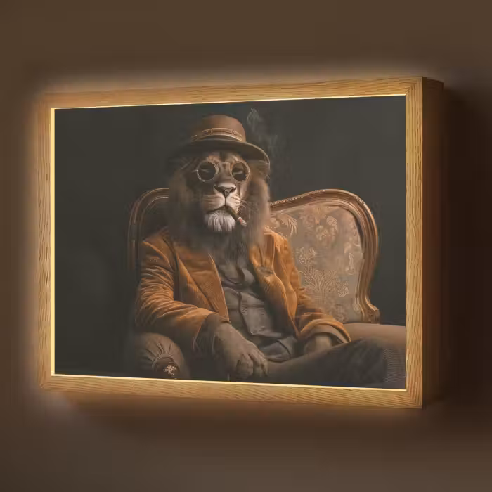 Lightbox - Wandlamp - Bril - Leeuw - Bank - Hoed